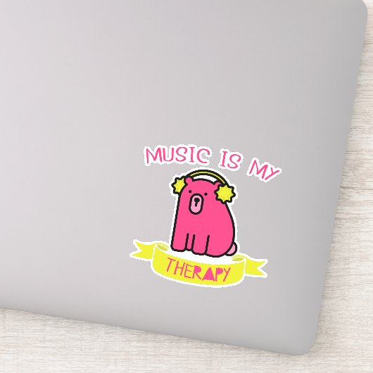 音楽は私のセラピーかわいいベアビニール シール (詳細)