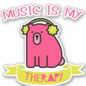 音楽は私のセラピーかわいいベアビニール シール (正面)