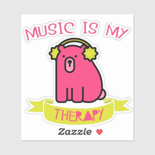 音楽は私のセラピーかわいいベアビニール シール (シート)