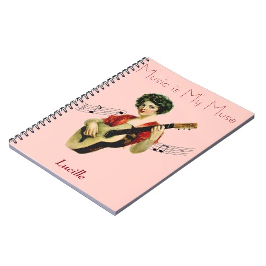 音楽は私のムーサのヴィンテージのアートワークです: パーソナライズ ノートブック (左側)