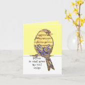 音楽は私の与え心の翼と鳥 カード (黄色い花)