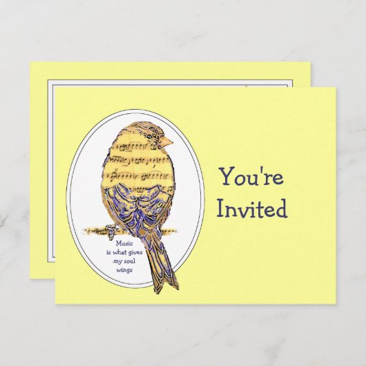 音楽は私の与え心の翼と鳥 招待状 (正面/裏面)