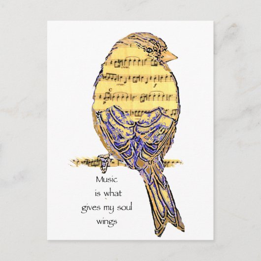音楽は私の与え魂の翼の鳥 ポストカード (正面)