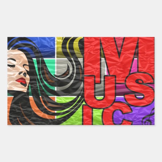 音楽は私の人生だ 長方形シール (正面)