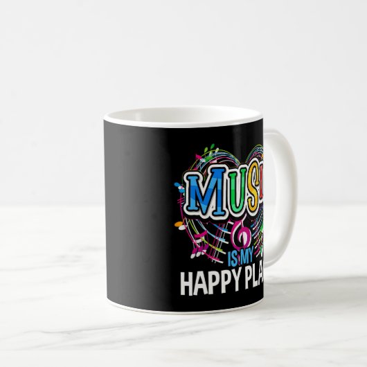 音楽は私の幸せな場所インスパイアの音楽 コーヒーマグカップ (正面右)