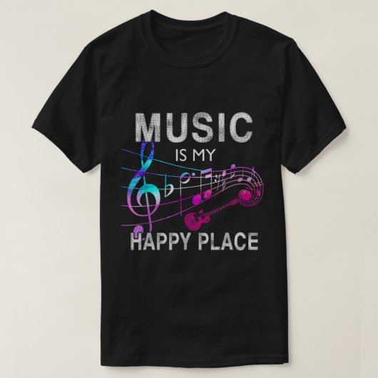 音楽は私の幸せな場所デザイン Tシャツ (デザイン正面)