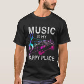 音楽は私の幸せな場所デザイン Tシャツ (正面)