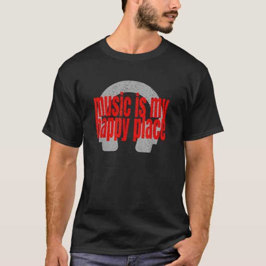 音楽は私の幸せな場所 Tシャツ (正面)