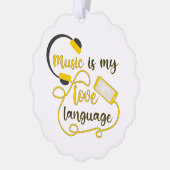 音楽は私の愛する言葉のロマンチックなフレーズである オーナメントカード (左)