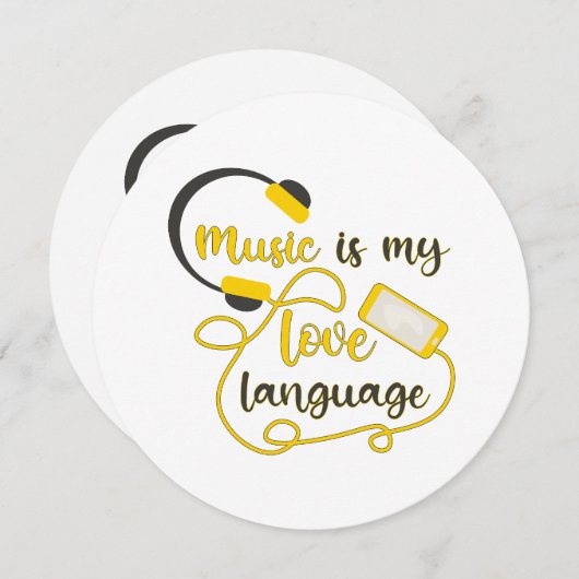 音楽は私の愛する言葉のロマンチックなフレーズである 招待状 (正面/裏面)