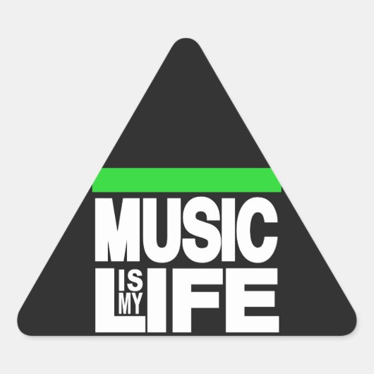 音楽は私の生活の緑 三角形シール (正面)