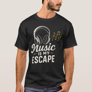 🎧音楽は私の脱出である – ヴィンテージヘッドフォン&音楽 Tシャツ