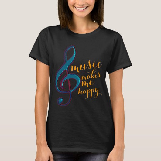 音楽は私を幸せにする Tシャツ (正面)