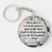 音楽は精神の鐘のバラのデザインを与えます キーホルダー (正面)