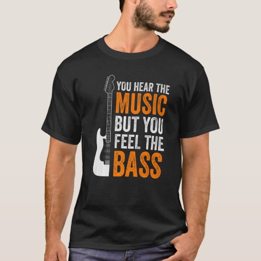 音楽は聞こえるがベースギターが体に響く Tシャツ (正面)