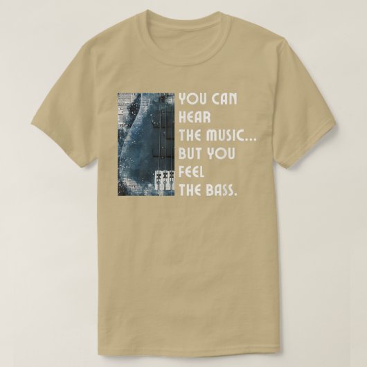 音楽は聴こえるがベース感じグイタ Tシャツ (デザイン正面)