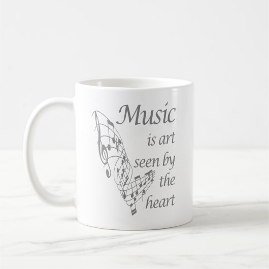 音楽は芸術のハート感動的引用文 コーヒーマグカップ (左)