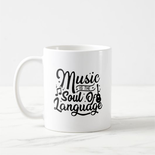 音楽は言語の魂のタイポグラフィマグ コーヒーマグカップ (左)