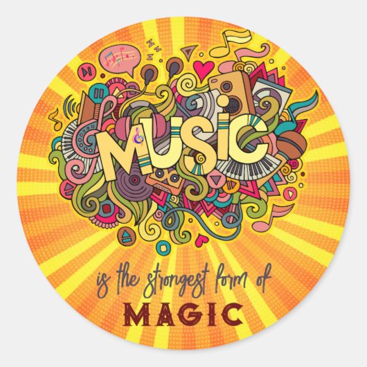 音楽は魔法カスタマイズ可能な引用文アート ラウンドシール (正面)