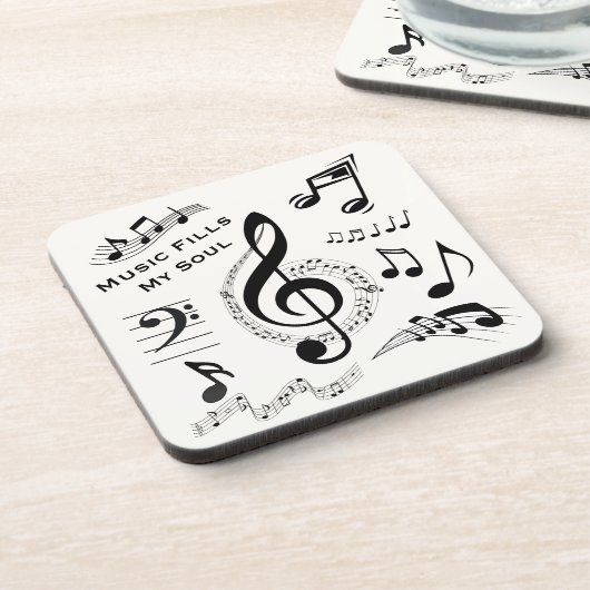 音楽は6の私の精神の引用文の音符/セットを満たします コースター (左側)