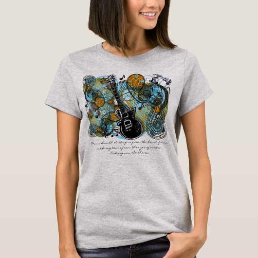 音楽は「引用文」に火を感動的付けるべきだ Tシャツ (正面)