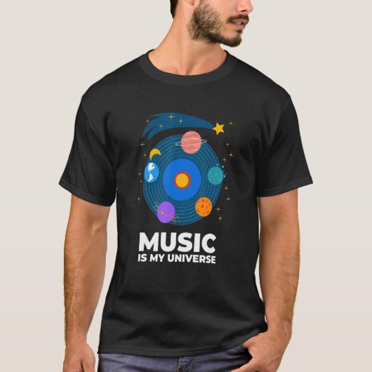 音楽はVin上の軌道上の惑星と私の宇宙である Tシャツ (正面)