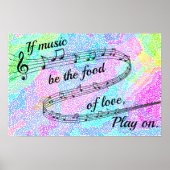 "音楽もしは愛の食べ物である" – シェークスピア ポスター (正面)