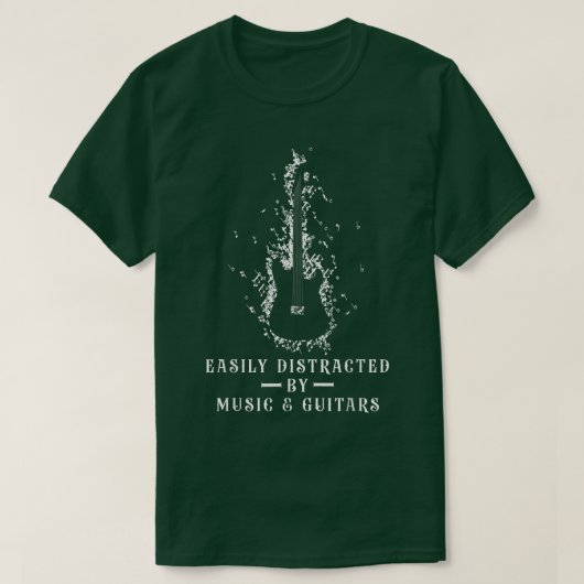 音楽やギターに簡単に気を散らすギターの愛 Tシャツ (デザイン正面)
