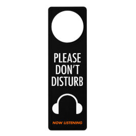 音楽やポッドキャストを聞いている時は入室禁止 ドアノブプレート