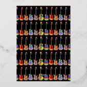 音楽をテーマにしたギタークリスマスパーティーブラックと金ゴールド 箔シーズンカード (裏面)