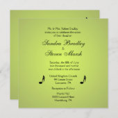 音楽をテーマにしたグリーンの結婚式招待状 招待状 (正面/裏面)