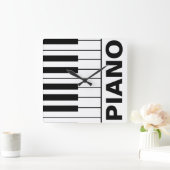 音楽をテーマにしたピアノ鍵 スクエア壁時計 (ホーム)