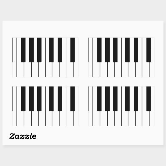音楽をテーマにしたピアノ鍵 長方形シール (シート)