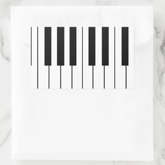 音楽をテーマにしたピアノ鍵 長方形シール (バッグ)
