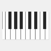 音楽をテーマにしたピアノ鍵 長方形シール (正面)