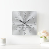 音楽をテーマにした壁時計、シルバートレブルクレフ、 音符記号デコール スクエア壁時計 (ホーム)