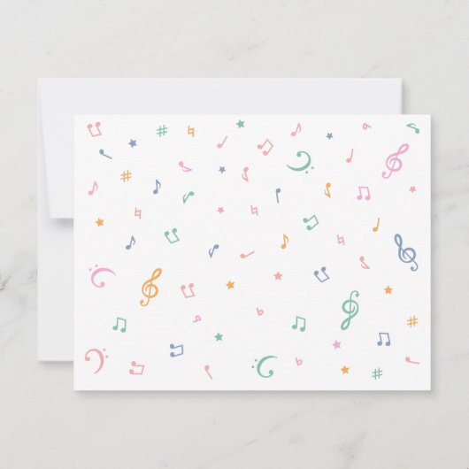 音楽をテーマにした子供の誕生日パーティの招待状 招待状 (裏面)