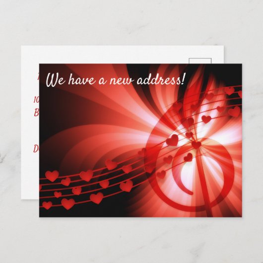 音楽をテーマにした新しいアドレスポストカード 案内ポストカード (正面/裏面)