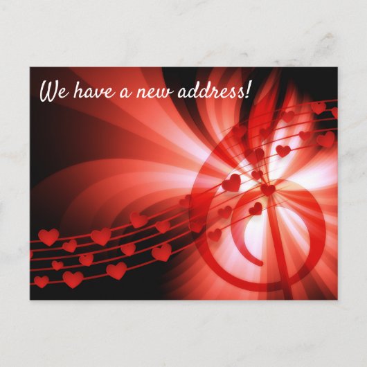 音楽をテーマにした新住所のポストカード 案内ポストカード (正面)