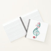 音楽をテーマにした水の色のトレブルクレフ、 音符記号 ノートブック (内部)