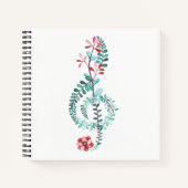 音楽をテーマにした水の色のトレブルクレフ、 音符記号 ノートブック (正面)