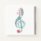 音楽をテーマにした水の色のトレブルクレフ、 音符記号 ノートブック (裏面)