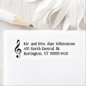 音楽をテーマにした白黒差出人住所ラベル ラベル (インサイチュ)