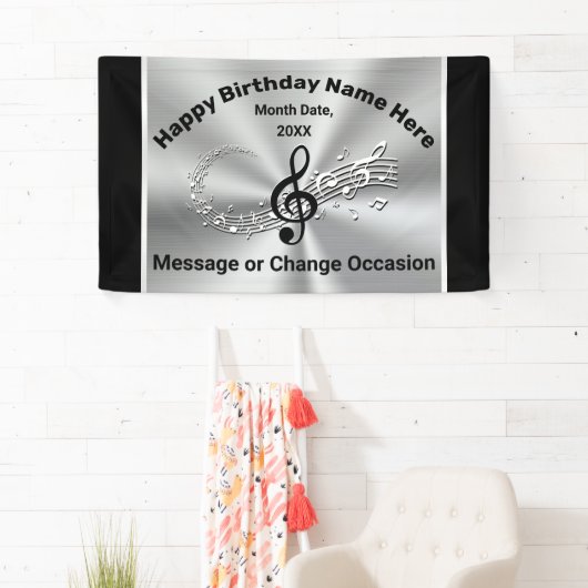 音楽をテーマにした誕生日パーティのサプライ、大事な行事 横断幕 (インサイチュ)