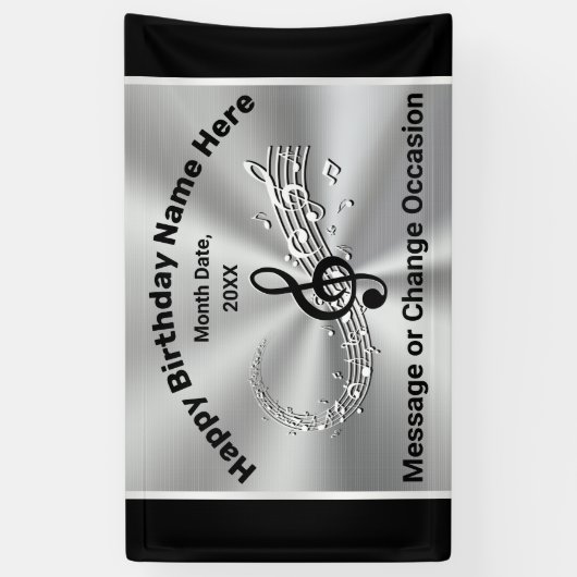 音楽をテーマにした誕生日パーティのサプライ、大事な行事 横断幕 (縦)