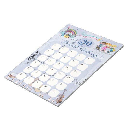 音楽をテーマにした30日の練習の課題 ノートパッド (アングル)