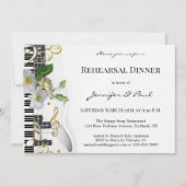 音楽をテーマエレガントにしたリハーサルのディナー 招待状 (正面)