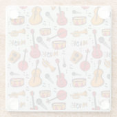 音楽をテーマカッコいいにしたバンジョドラムギター・バイオリンもっと ガラスコースター (裏面)