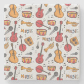 音楽をテーマカッコいいにしたバンジョドラムギター・バイオリンもっと ストーンコースター (正面)