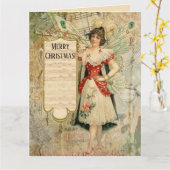 音楽をビクトリアン発表するクリスマスの妖精 カード (黄色い花)